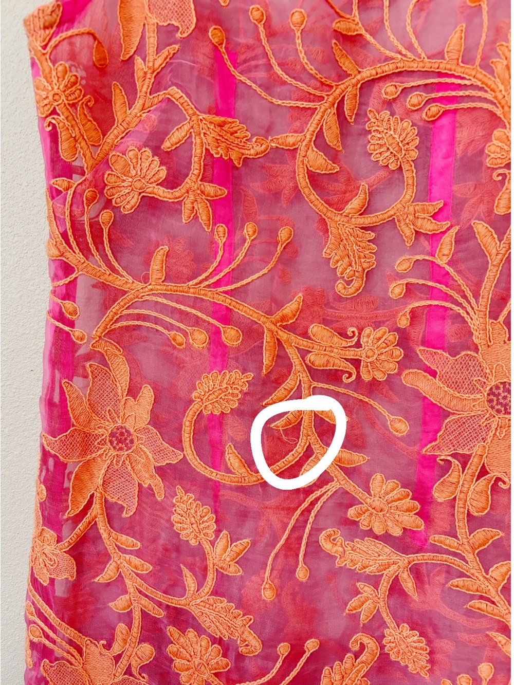 Yoana Baraschi Size 2 Pink Orange Silk Embroidered Sheer Mini Dress - Picture 6 of 8